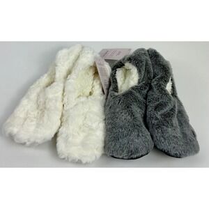 2 Pairs Auden Faux Fur Slipper Socks Gripper Bottoms Cozy Warm Soft M/L 8-10